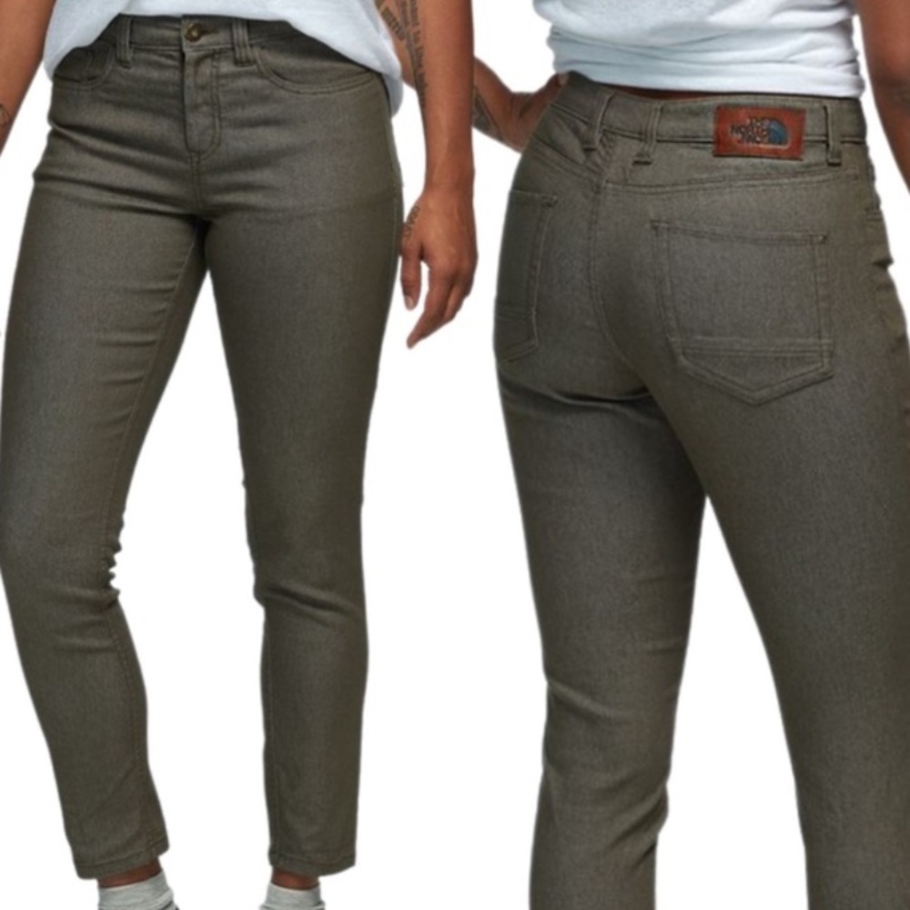 The North Face Women 2 Taupe Green Hiking Casual Slim Fit Tungsted 7/8 Pants